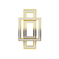 Geometric design featuring interlocking gold and silver rectangles creates modern and elegant abstract pattern. metallic finish adds luxurious touch to minimalist style png