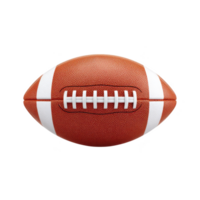 Brown leather American football with white laces and stripes is isolated on transparency background, showcasing its textured surface and classic design png