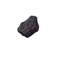 Dark, textured meteorite with glowing red and orange specks, floating against transparent background, evokes sense of mystery and cosmic wonder png