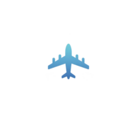 Blue airplane icon is centered on transparency background, symbolizing travel and aviation. simple design emphasizes aircraft silhouette, evoking sense of adventure and exploration png
