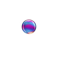 Vibrant, iridescent soap bubble floats against transparency background, showcasing spectrum of colors including pink, blue, and purple. bubble surface reflects light, creating mesmerizing effect png