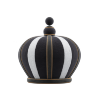 Black and white striped decorative object with crown like shape and spherical top, featuring gold accents, adds touch of elegance and sophistication to any space png
