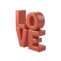 3D red letters spelling LOVE stacked creatively, conveying message of affection and warmth. glossy finish adds modern touch, making it ideal for romantic themes png