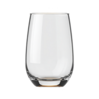 Clear, empty glass tumbler with smooth, rounded shape and thick base, perfect for serving beverages. transparent design highlights its simplicity and elegance png