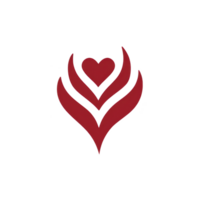 Red abstract heart design with curved lines creates modern and artistic symbol, evoking feelings of love and passion. minimalist style enhances its visual appeal png