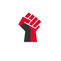Raised fist symbol in red and black represents strength and unity, often associated with social movements and activism. bold colors convey sense of power and solidarity png