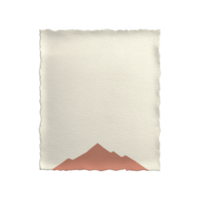 Minimalist design features textured paper with torn edge and simple mountain silhouette at bottom. earthy tones create calm and natural aesthetic png