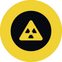 This features yellow and black radiation warning symbol, commonly used to indicate presence of radioactive materials or radiation hazards. symbol consists of black trefoil yellow background png