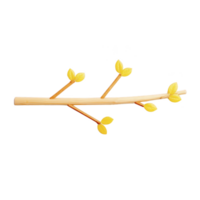 Simple illustration of wooden branch with yellow leaves, showcasing minimalist and natural design. branch is depicted with few small twigs extending from it, each adorned with vibrant leaves png