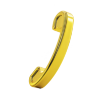 Shiny golden telephone handset icon with sleek, modern design, symbolizing communication and connectivity. metallic finish adds touch of elegance and sophistication png