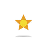 Bright yellow star with subtle shadow beneath it, set against plain transparency background, conveys simplicity and positivity png