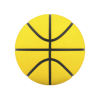 Vibrant yellow basketball with black lines, isolated on transparency background, showcasing its textured surface and spherical shape. Perfect for sports and recreation themes png