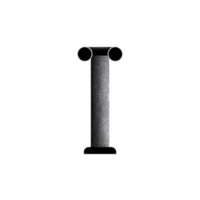Image features stylized letter I with textured, metallic appearance, resembling column with circular ends. design is simple and modern, set against plain background png