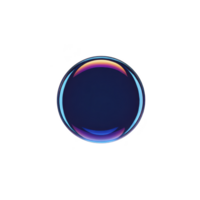 Vibrant, colorful soap bubble with dark center and iridescent edges floats against transparency background, creating mesmerizing and surreal visual effect png