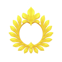 Decorative golden laurel wreath with intricate leaf patterns, symbolizing victory and achievement, set against transparent background. design is elegant and symmetrical png