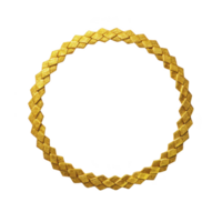 Golden, intricately woven circular frame with textured pattern stands out against transparency background, exuding elegance and sophistication png