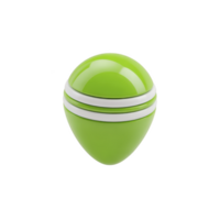 Green, egg shaped container with glossy finish and white accents, designed for storage or decorative purposes. Its modern and sleek design makes it versatile for various uses png