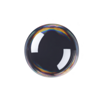 Single, transparent soap bubble with rainbow sheen floats against transparency background, showcasing its delicate and colorful surface. bubble iridescence creates mesmerizing effect png