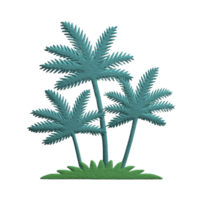 Three stylized palm trees with textured leaves and green base create tropical and artistic design. illustration features simple yet vibrant color palette, evoking sense of relaxation png