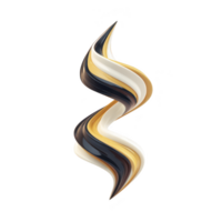Twisted, abstract sculpture with smooth, flowing curves in shades of black, white, and gold, creating dynamic and elegant visual effect png