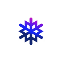Vibrant, gradient snowflake icon with shades of purple and blue, set against transparency background, conveys modern and cool aesthetic png