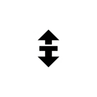 This features black double arrow icon pointing up and down, symbolizing vertical movement or resizing. design is simple and minimalistic, set against transparent background png
