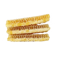 Golden honeycomb pieces stacked against transparency background, showcasing their rich texture and natural sweetness. honey glistens, highlighting intricate hexagonal pattern of comb png
