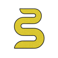 Glittery gold snake shaped design on transparent background, featuring smooth, curvy form. shimmering texture adds luxurious and elegant touch to abstract symbol png