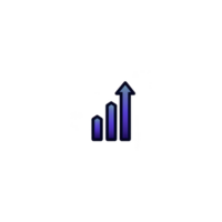 Blue gradient bar chart with upward arrow symbolizes growth and success, conveying sense of progress and achievement png