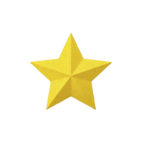 Shiny yellow star with 3D appearance stands out against transparency background, symbolizing achievement and excellence. star geometric design adds modern touch png