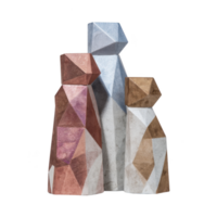 Geometric animal sculptures in metallic shades of copper, silver, and bronze create modern and artistic display. These abstract figures add contemporary touch to any decor png