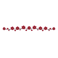 Delicate red floral border with small blossoms arranged in linear pattern, perfect for decorative designs. flowers are evenly spaced, creating harmonious and elegant look png