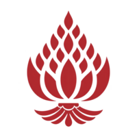 Red lotus flower design with symmetrical petals and stylized base, symbolizing purity and enlightenment. bold red color adds sense of passion and energy to elegant design png