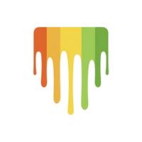 Vibrant, dripping paint design features vertical stripes in orange, yellow, and green, creating dynamic and artistic effect. colors blend seamlessly, evoking creativity and energy png