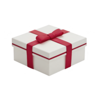 White gift box with vibrant red ribbon is elegantly wrapped, perfect for special occasions like birthdays or holidays. simplicity and elegance of design evoke sense of anticipation and joy png
