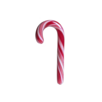 Red and white striped candy cane with curved top, symbolizing Christmas and holiday cheer. candy cane is isolated on transparency background, highlighting its festive design png