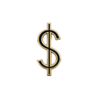 Gold dollar sign symbol on transparency background, representing wealth and finance. shiny metallic finish adds luxurious feel, often associated with money and economics png
