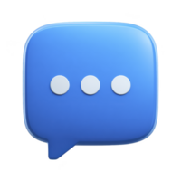 Blue chat bubble icon with three white dots symbolizes communication and messaging. simple design is often used in digital interfaces to indicate message or conversation png