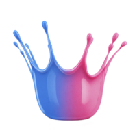 Vibrant splash of blue and pink paint forms crown like shape, showcasing dynamic blend of colors and fluid motion. image captures energy and beauty of liquid art png