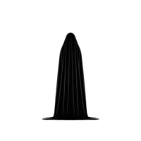 Mysterious figure draped in long, dark cloak stands against plain background, evoking sense of intrigue and mystery. cloak flowing fabric creates dramatic silhouette png