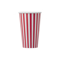 Tall paper cup with red and white vertical stripes, often used for serving beverages like soda or popcorn at cinemas and events. design is classic and eye catching png