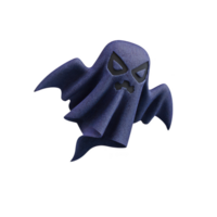Spooky, cartoon style ghost with dark, menacing expression and bat like wings, floating in mid air. ghost is depicted in shades of blue and black, creating mysterious and eerie atmosphere png