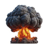 Dramatic explosion with large mushroom cloud of smoke and fire, symbolizing destruction and power. fiery blast is intense and visually striking, capturing essence of powerful detonation png