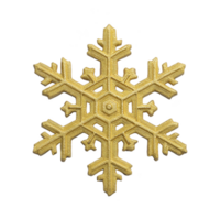 Golden snowflake with intricate patterns and shiny texture, symbolizing winter and holiday themes, isolated on transparency background png