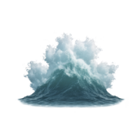 Powerful ocean wave crashes with dynamic energy, showcasing beauty and force of nature. frothy white crest contrasts with deep blue water, creating dramatic scene png
