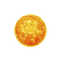 Bright, glowing depiction of sun with fiery surface and radiant energy, set against transparency background, showcasing its intense heat and light png