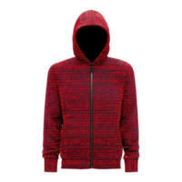vermelho encapuzado Jaqueta com binário código padronizar cria tecnologia inspirado olhar. moletom com capuz características fecho eclair acima frente e grandes mangas, Misturando moda com digital elementos png