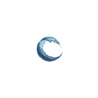 Dynamic splash of water forms crescent shape against transparency background, capturing motion and fluidity. vivid blue tones and realistic texture convey sense of freshness and energy png