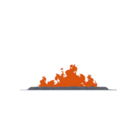Vibrant orange flame burns against transparency background, creating striking contrast. fire appears intense and dynamic, with visible smoke rising above it png