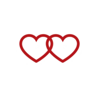 Two intertwined red hearts transparency background symbolize love and connection, often used romantic contexts. simple design conveys affection and unity, making it ideal for Valentine themes png
